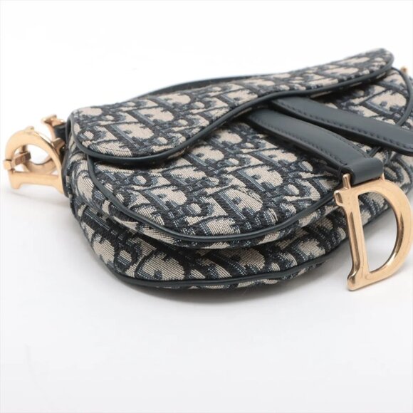 Christian Dior Oblique Saddle Bag canvas x leather Shoulder bag Navy Blue - Picture 8 of 8